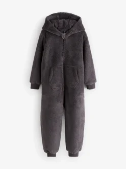 Grijs - Fleece onesie (3-16 jr)