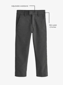 Grijs - Formele skinny schoolbroek met stretch (3-17 jr)
