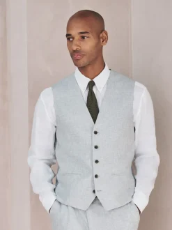 Grijs - Gilet van linnenmix met textuur