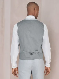Grijs - Gilet van linnenmix met textuur