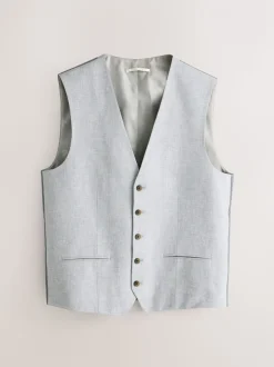 Grijs - Gilet van linnenmix met textuur