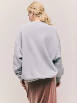Grijs - Grafisch satijnapplicatie 'Le Marais' City sweatshirt met lange mouwen en ronde hals