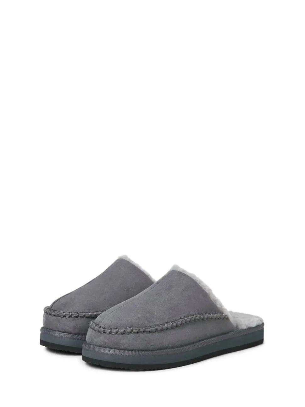 Grijs - JACK & JONES Fleece Lined Stitch Detail Mule Slippers