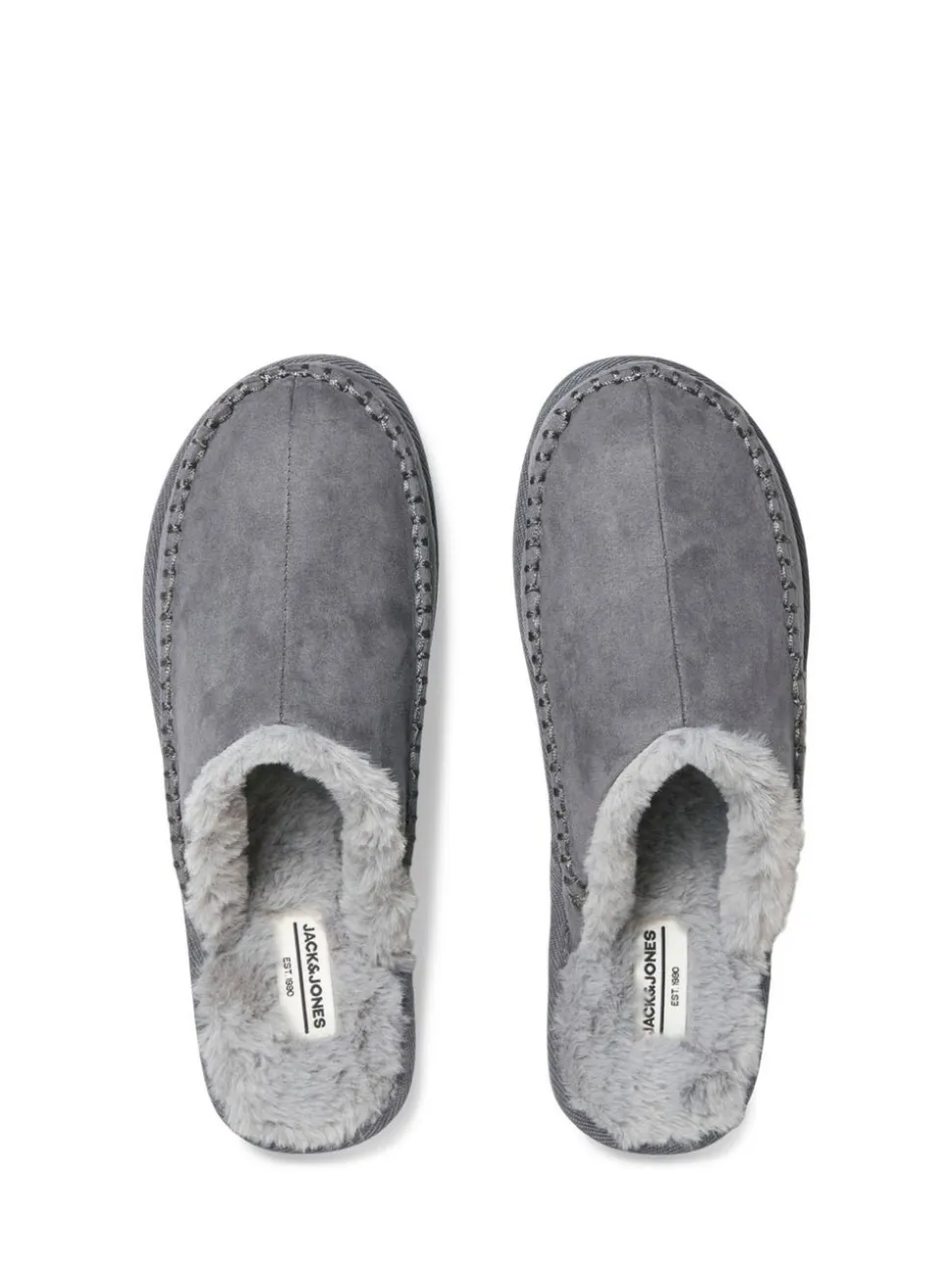 Grijs - JACK & JONES Fleece Lined Stitch Detail Mule Slippers