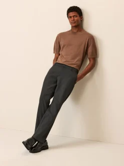Grijs - Joggingbroek met elastische tailleband en effen voorkant
