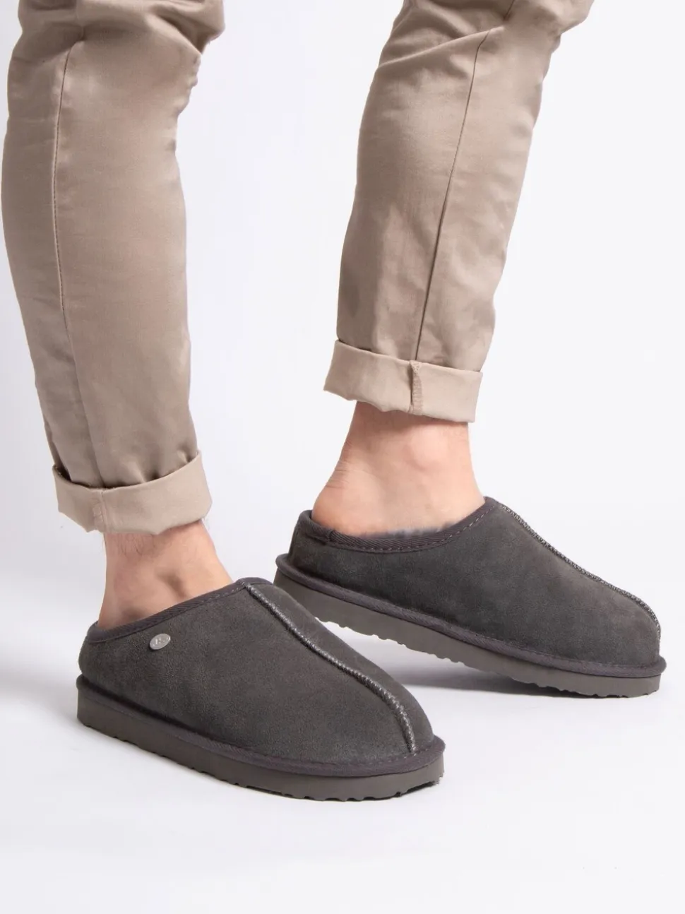 Grijs - Just Sheepskin Louis pantoffels voor heren