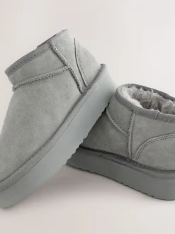 Grijs - Lage schoenen mini warmgevoerde waterafstotende suède Boots