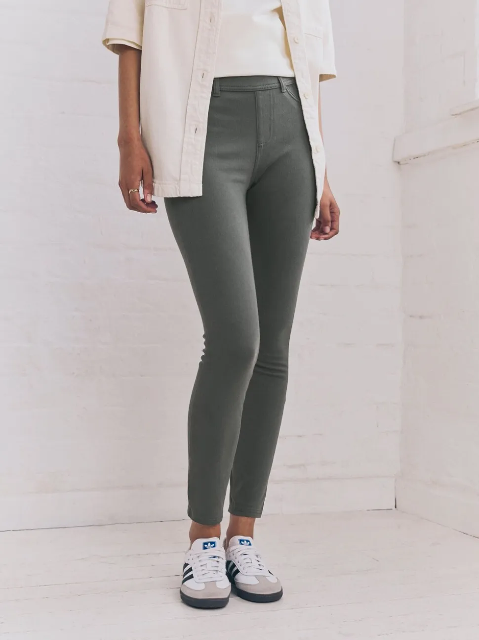 Grijs - Lange jersey denim leggings