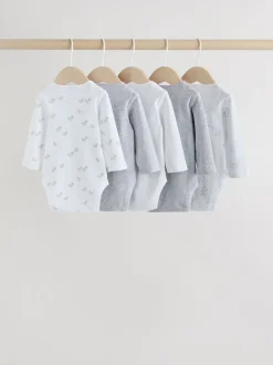 Grijs - Long Sleeved Baby Bodysuits 5 Pack