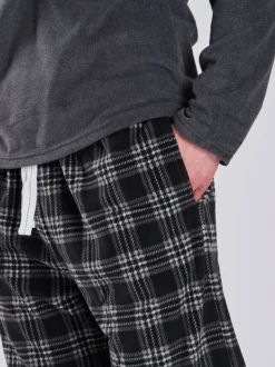 Grijs - Loungeable Fleece Check Trousers Pyjama Set