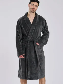 Grijs - Loungeable Fleece Shawl Collar Dressing Gown