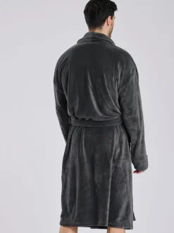 Grijs - Loungeable Fleece Shawl Collar Dressing Gown