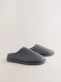 Grijs - Microsuede Taped Mule Slippers