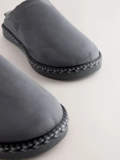 Grijs - Microsuede Taped Mule Slippers
