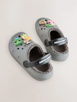 Grijs - Minecraft pantoffelklompen met warme voering