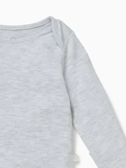 Grijs - MORI Lange Mouw Envelope Hals Bodysuit