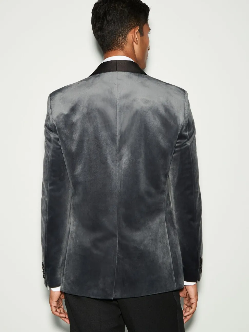 Grijs - Normale Pasvorm - Fluwelen blazer