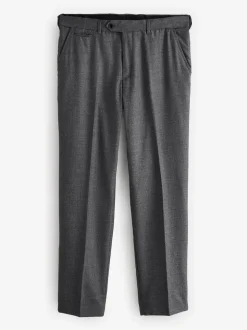 Grijs - Normale Pasvorm - Signature - 100% Wollen broek met Motion Flex-tailleband