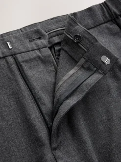 Grijs - Normale Pasvorm - Signature - 100% Wollen broek met Motion Flex-tailleband