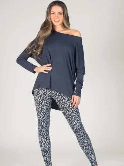 Grijs - Pineapple top met lange mouwen en logo-opschrift voor dames