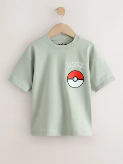 Grijs - Pokemon T-shirt met meerdere karakters op de achterkant (4-14jaar)
