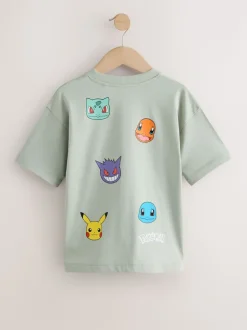 Grijs - Pokemon T-shirt met meerdere karakters op de achterkant (4-14jaar)