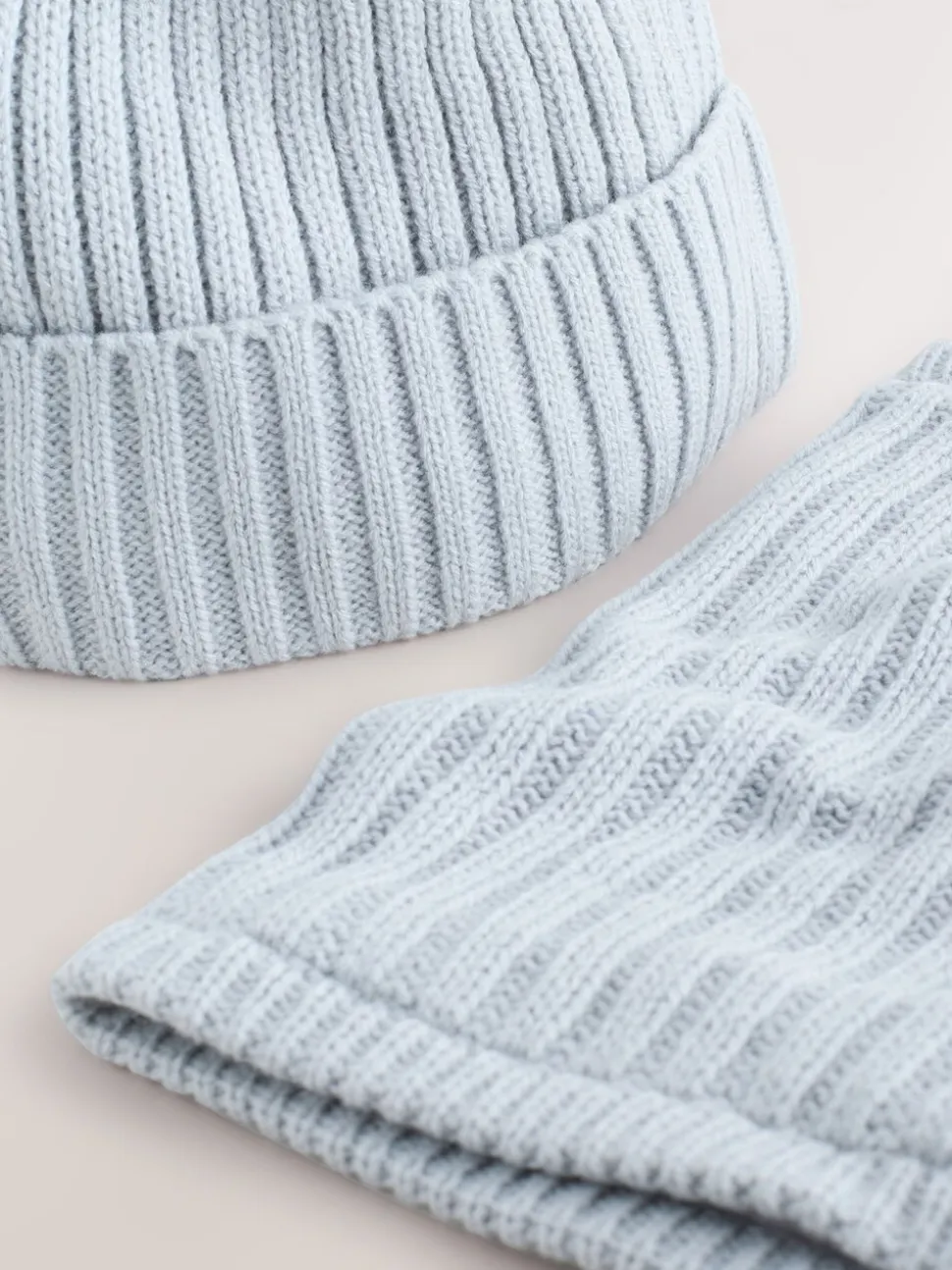 Grijs - Pom Beanie Hat & Snood Set 2 Piece (1-16yrs)