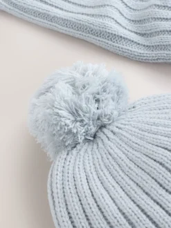 Grijs - Pom Beanie Hat & Snood Set 2 Piece (1-16yrs)