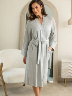 Grijs - Pour Moi Waffle Loungewear Dressing Gown
