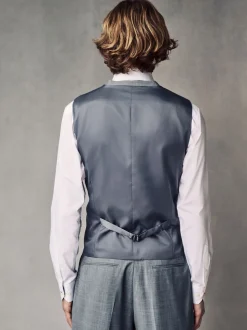 Grijs - Regular Fit Wool Blend Motionflex Waistcoat