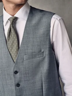 Grijs - Regular Fit Wool Blend Motionflex Waistcoat