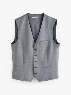 Grijs - Regular Fit Wool Blend Motionflex Waistcoat