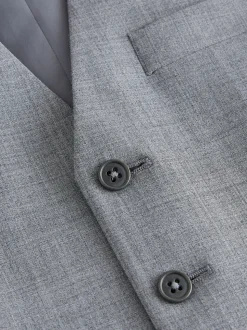 Grijs - Regular Fit Wool Blend Motionflex Waistcoat