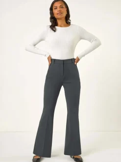 Grijs - Roman Long Bootcut Stretch Trousers