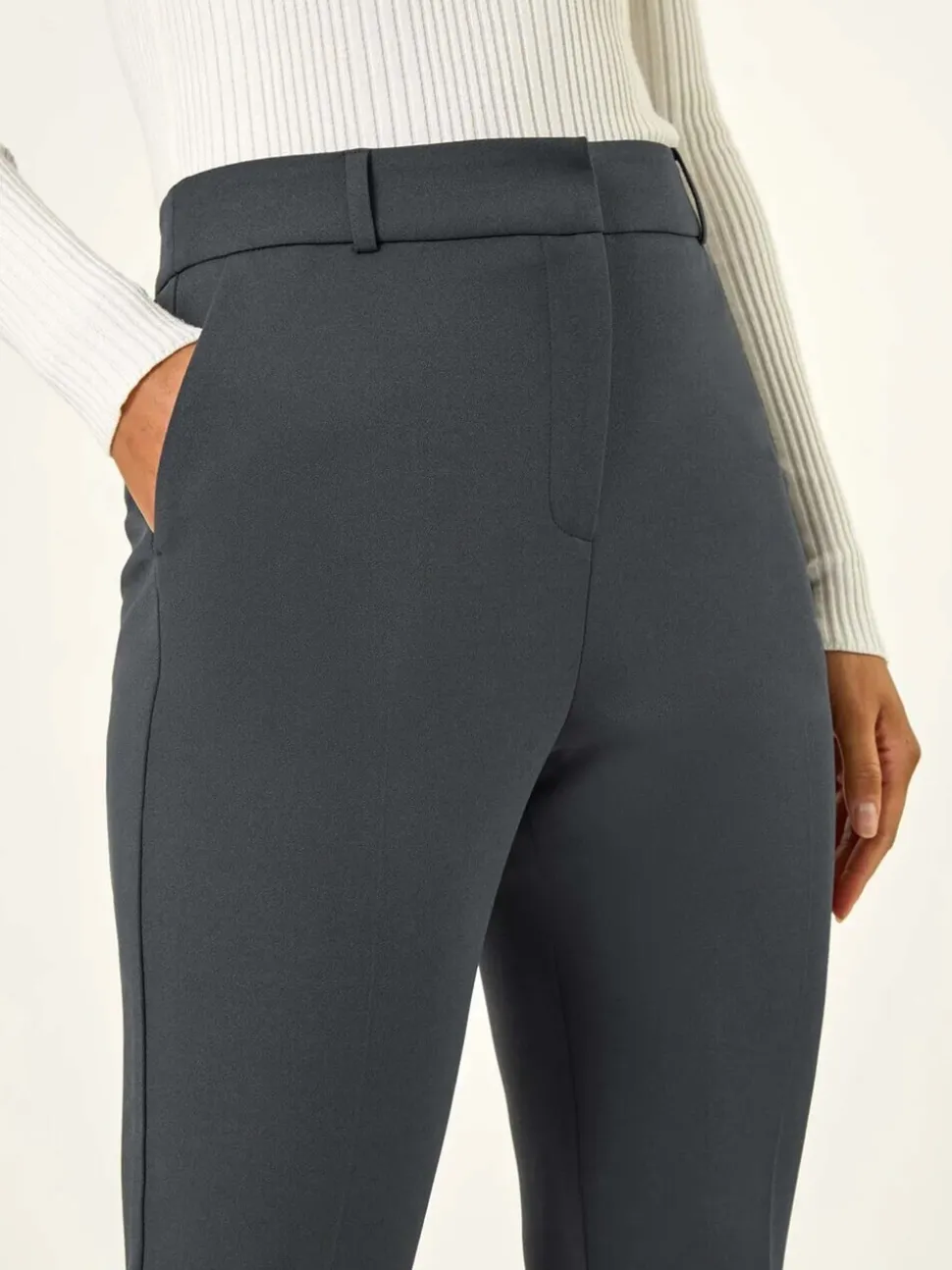 Grijs - Roman Long Bootcut Stretch Trousers
