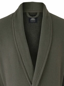 Grijs - Savile Row Company katoenen wafelkatoen kamerjas met badstof voering