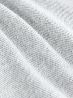 Grijs - self. Aansluitend geribbeld T-shirt