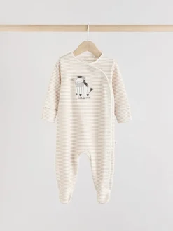 Grijs - Set 3 baby-pyjama's met zebraprint van 100% katoen (0-2jr)