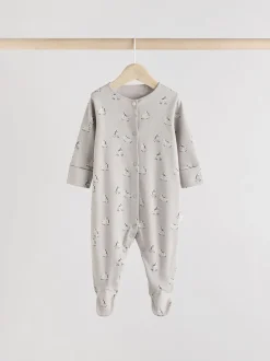 Grijs - Set 3 baby-pyjama's met zebraprint van 100% katoen (0-2jr)