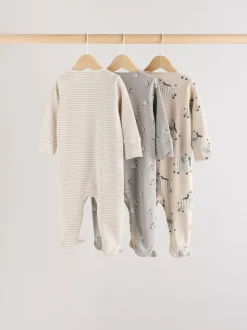 Grijs - Set 3 baby-pyjama's met zebraprint van 100% katoen (0-2jr)
