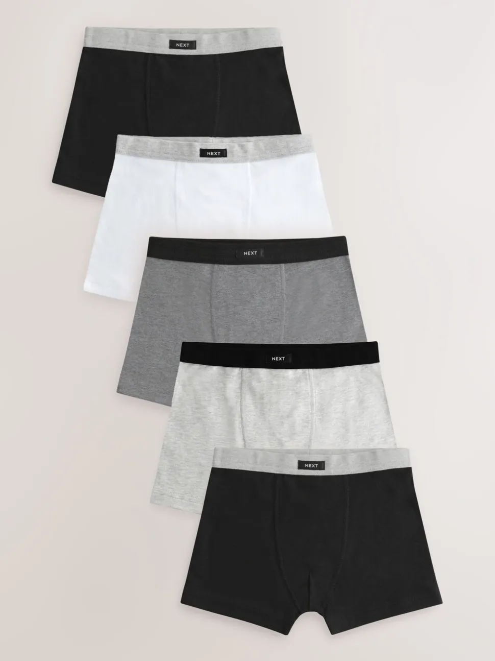 Grijs - Set van 5 boxershorts met zachte tailleband (1,5-16 jr)