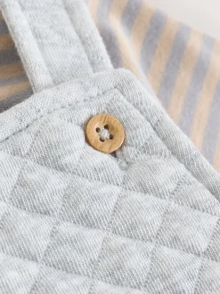 Grijs - Set van gewatteerde jersey tuinbroek en rompertje voor baby's (0mnd-2jr)