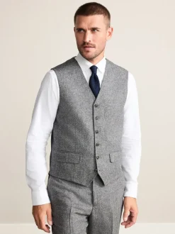 Grijs - Signature Abraham Moon 100% British Wool Donegal Suit Waistcoat