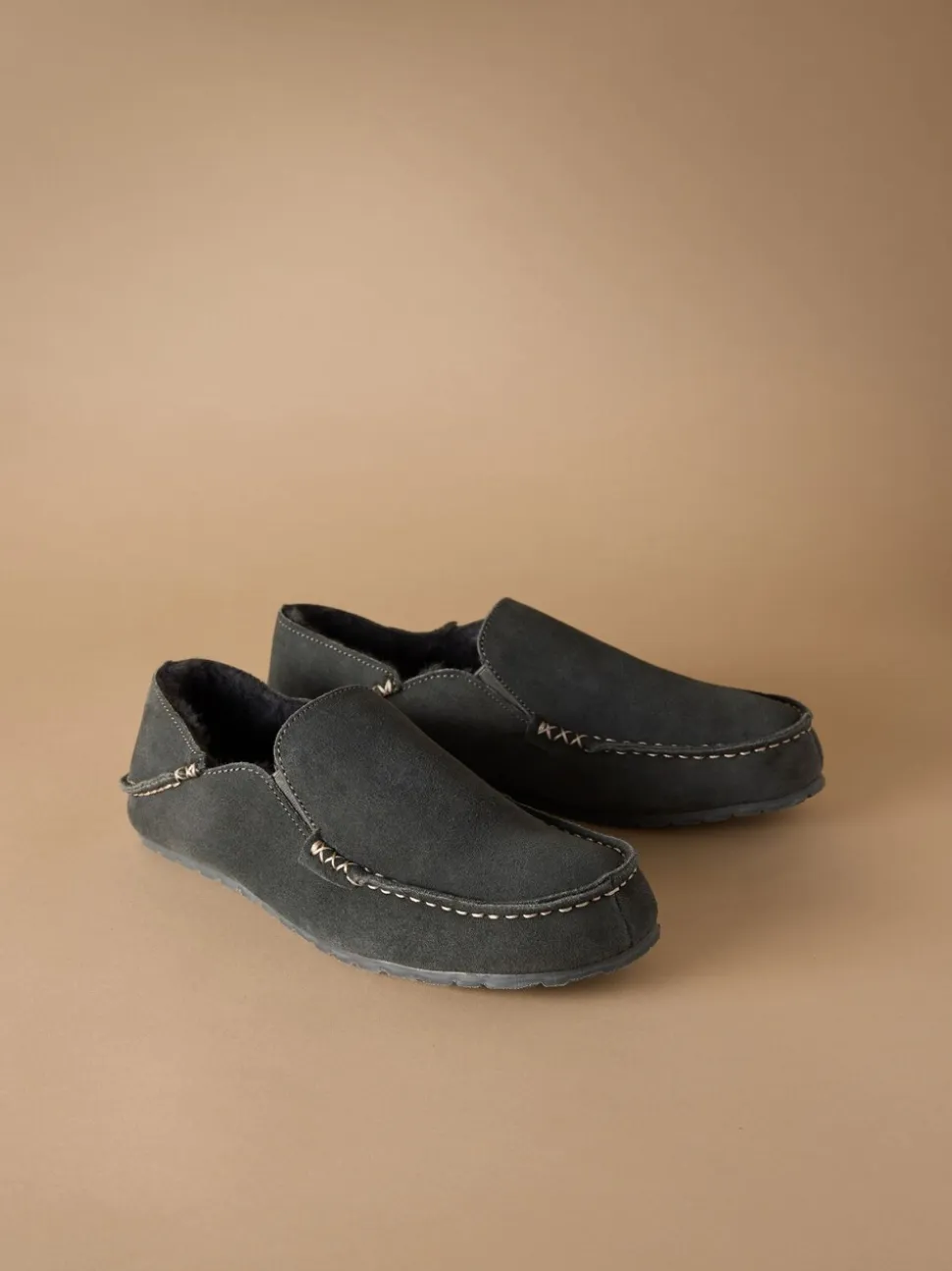 Grijs - Signature Kickdown suède moccasinpantoffels
