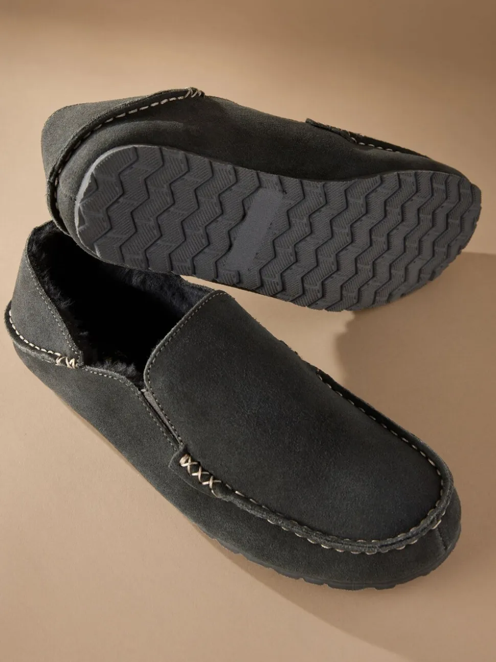 Grijs - Signature Kickdown suède moccasinpantoffels