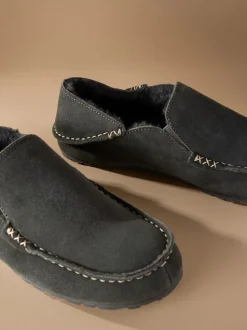 Grijs - Signature Kickdown suède moccasinpantoffels