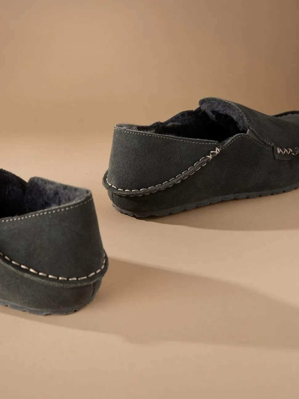 Grijs - Signature Kickdown suède moccasinpantoffels