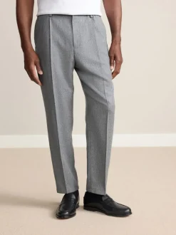 Grijs - Signature Regular Tapered 100% REDA Marino Wool Smart Trousers With Elasticated Back
