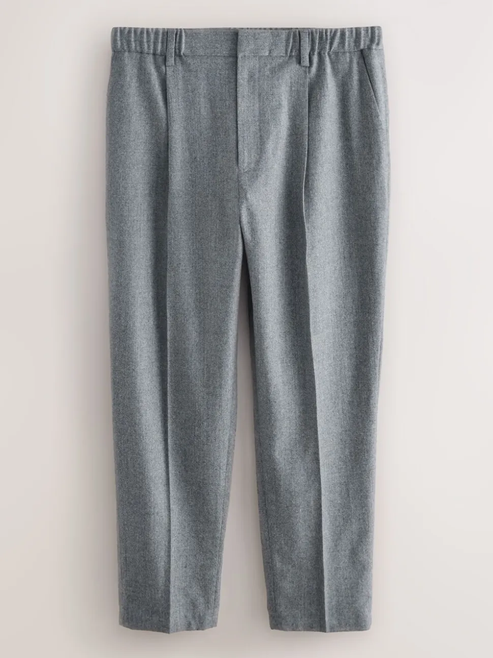 Grijs - Signature Regular Tapered 100% REDA Marino Wool Smart Trousers With Elasticated Back
