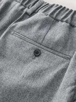Grijs - Signature Regular Tapered 100% REDA Marino Wool Smart Trousers With Elasticated Back